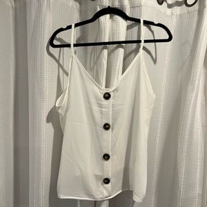 White Button Tank Crop